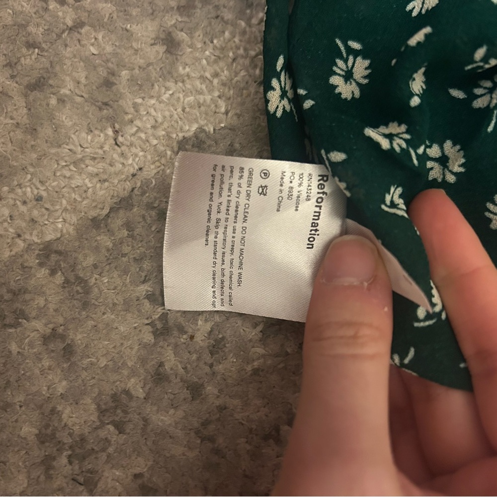 NEVER WORN Reformation Green Floral Wrap Mini Dress Size Small - Picture 8 of 8